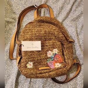 Vera Bradley Straw Backpack with Strawberry Embroidery
